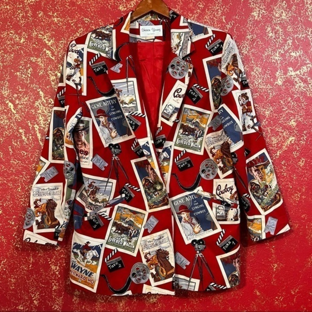 SHARON YOUNG Vintage Classic Cowboy Western Movies Posters Jacket Blazer M